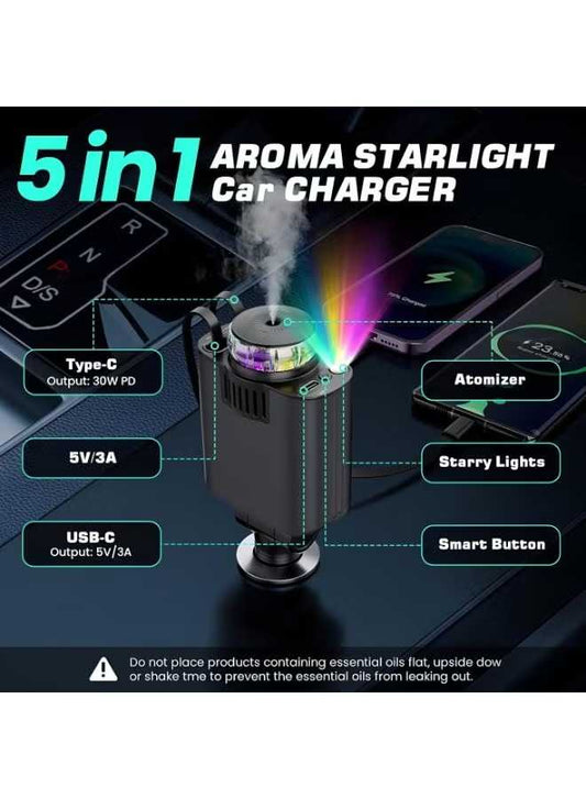 5-in-1 Smart Car Charging Hub with Starry Night Projector
